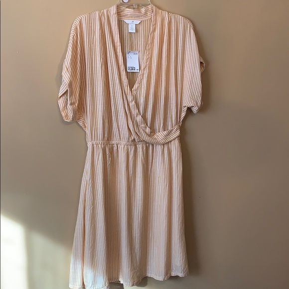 h&m striped wrap dress